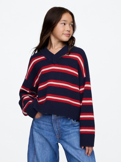 CashSoft カシミヤタッチ オーバーサイズ Vネックセーター (キッズ)