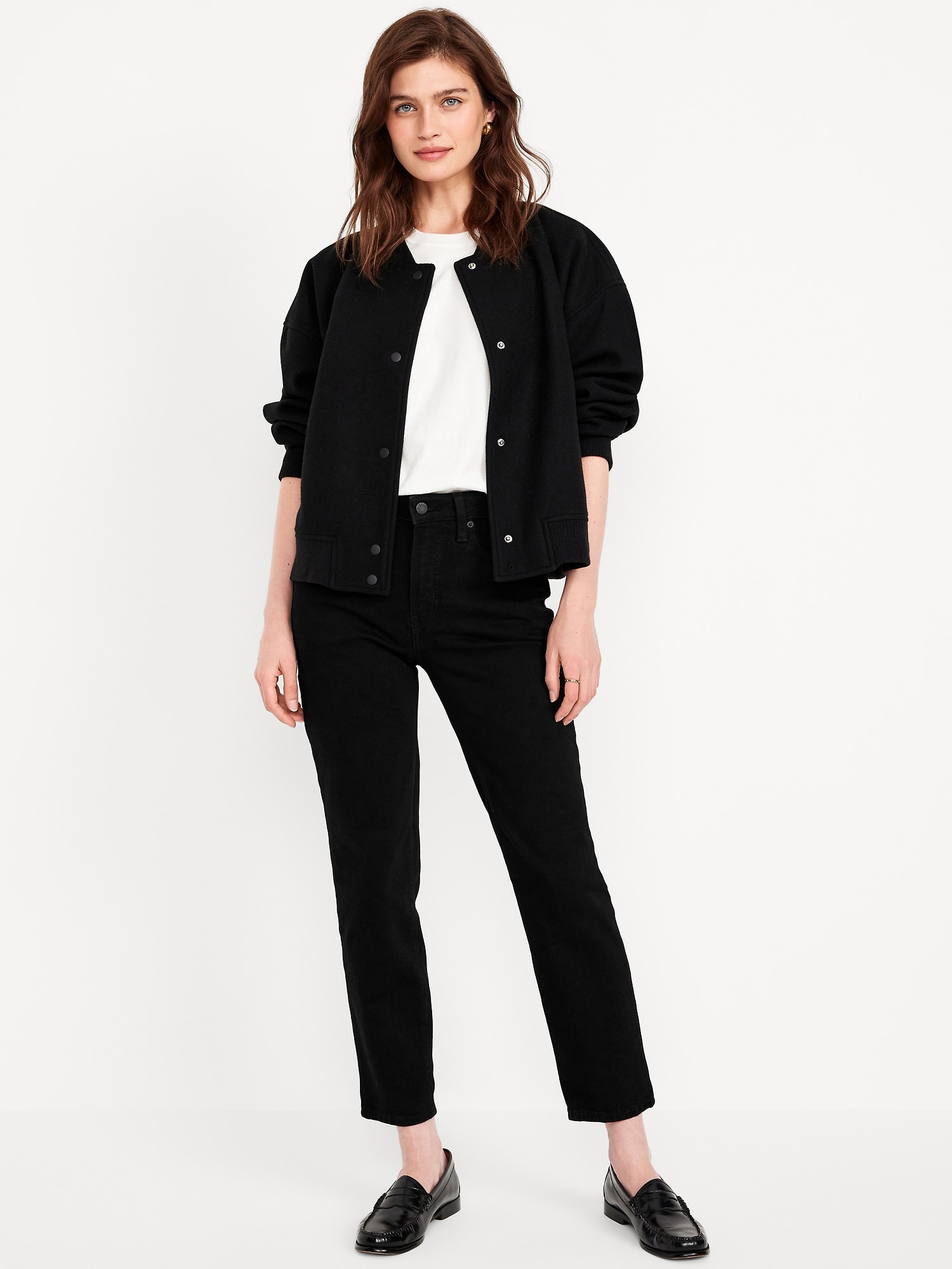 JEAN OG DROIT À TAILLE HAUTE LONGUEUR CHEVILLE