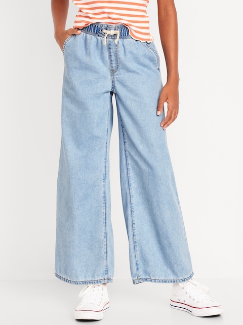 High-Waisted Baggy Wide-Leg Pull-On Jeans for Girls
