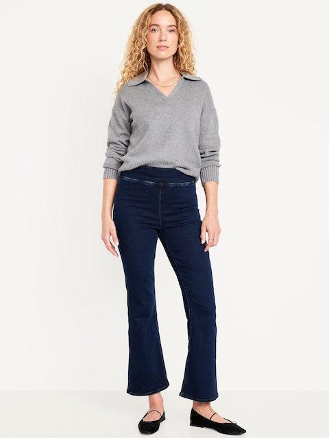 High-Waisted Weekender Pull-On Crop Flare Jeans