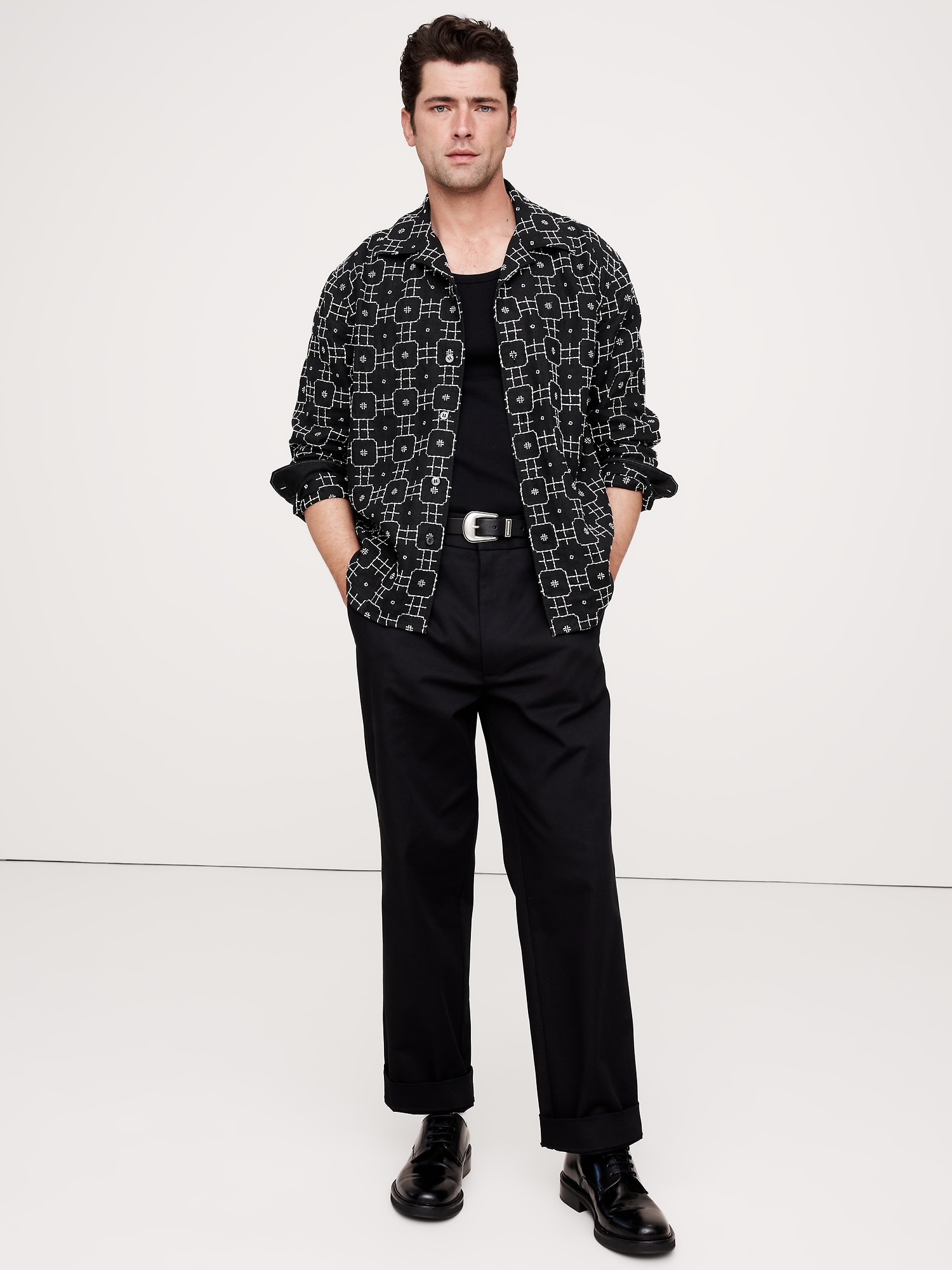 CHEMISE STANDARD DE VACANCES EN LIN BRODÉ