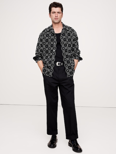 CHEMISE STANDARD DE VACANCES EN LIN BRODÉ