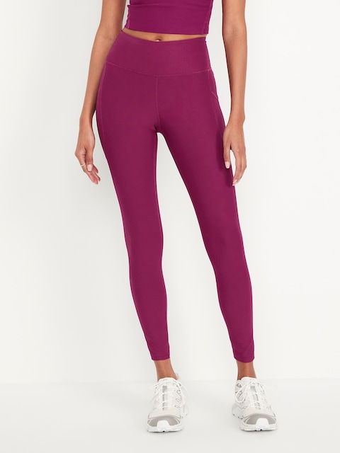 High-Waisted PowerSoft Ribbed Pocket Leggings