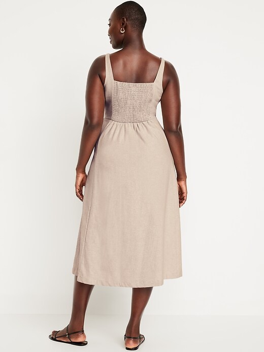old navy women's fit & flare linen-blend midi dress Light Blue Chiffon Maxi Dress with Tie Back main image 1
