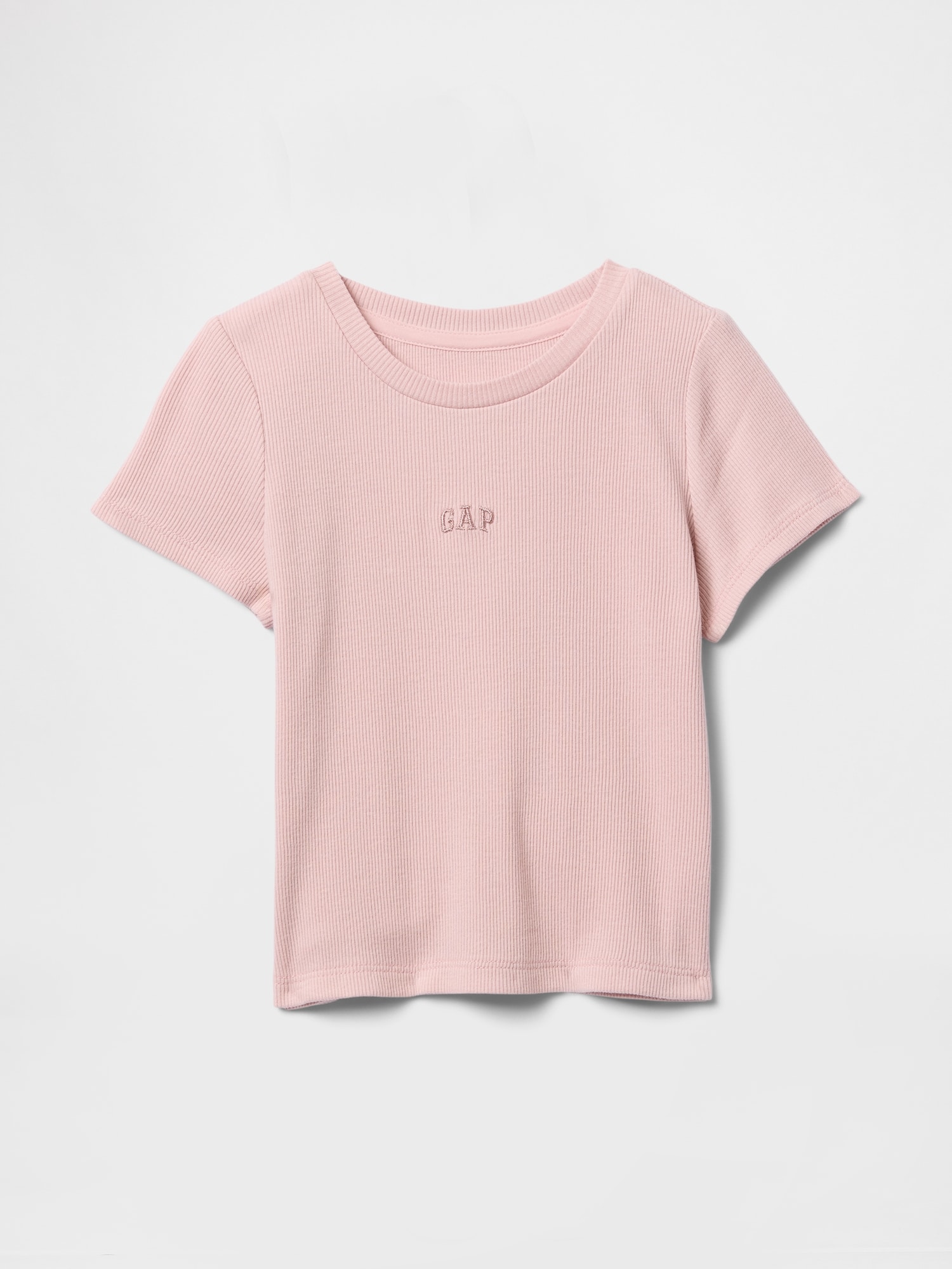優しく心地良い肌触りのコットンリブTシャツ クル-ネック 半袖 フロントにGAPロゴ ワンポイントロゴの着回しやすいRib Tee コットン-100