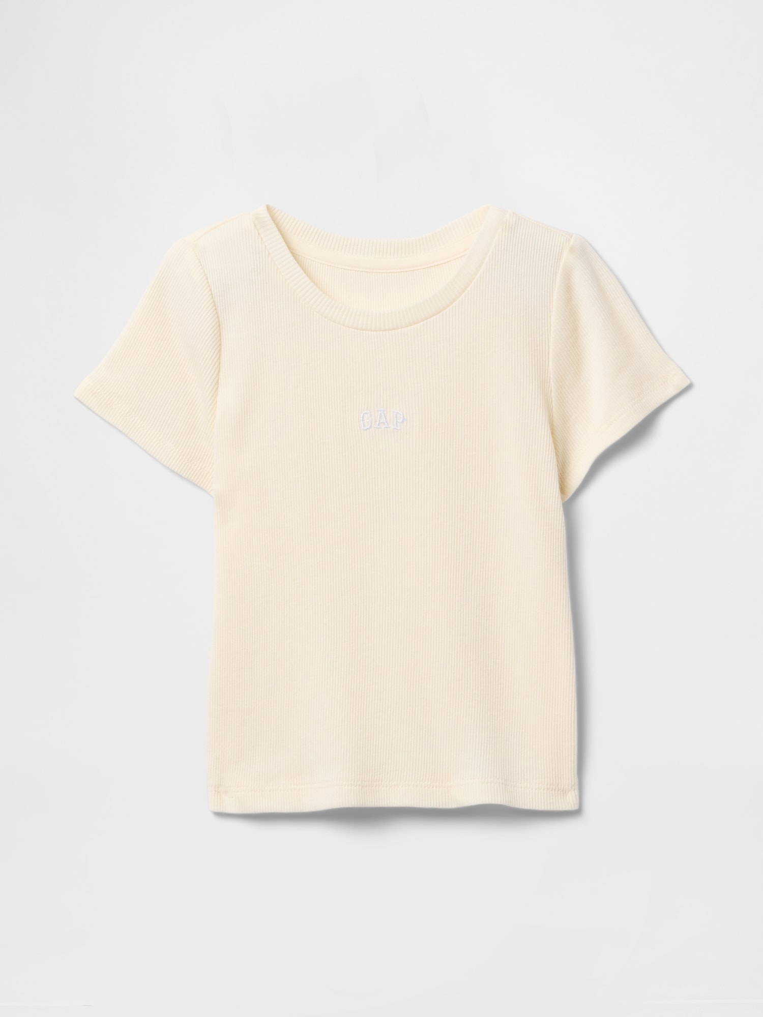 優しく心地良い肌触りのコットンリブTシャツ クル-ネック 半袖 フロントにGAPロゴ ワンポイントロゴの着回しやすいRib Tee コットン-100