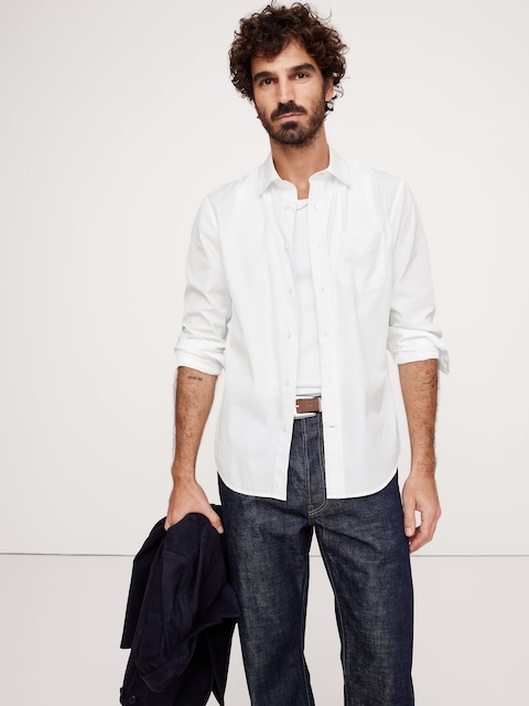 CHEMISE STANDARD EN POPELINE DE COTON DÉLAVÉE