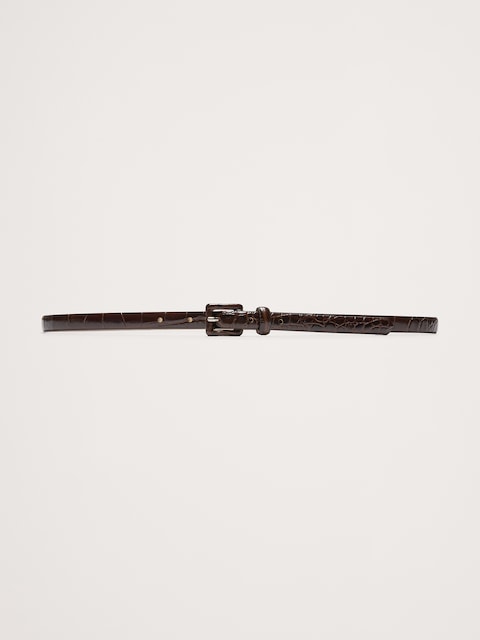 Embossed Leather Skinny Belt