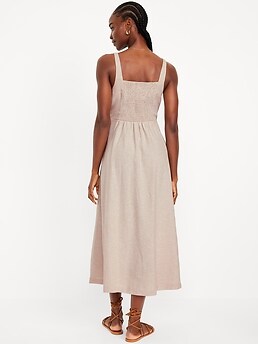 Fit & Flare Sleeveless Linen-Blend Midi Dress | Old Navy