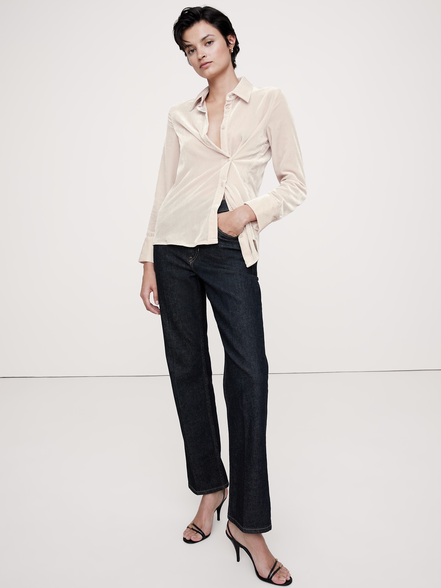 CHEMISIER ASYMÉTRIQUE EN VELOURS