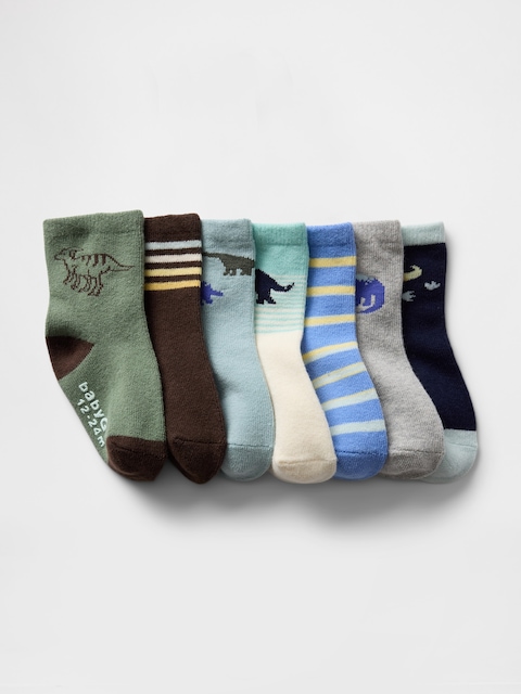 CHAUSSETTES À MOTIF DE DINOSAURES POUR BÉBÉ ET TOUT-PETIT (PAQUET DE 7 PAIRES)