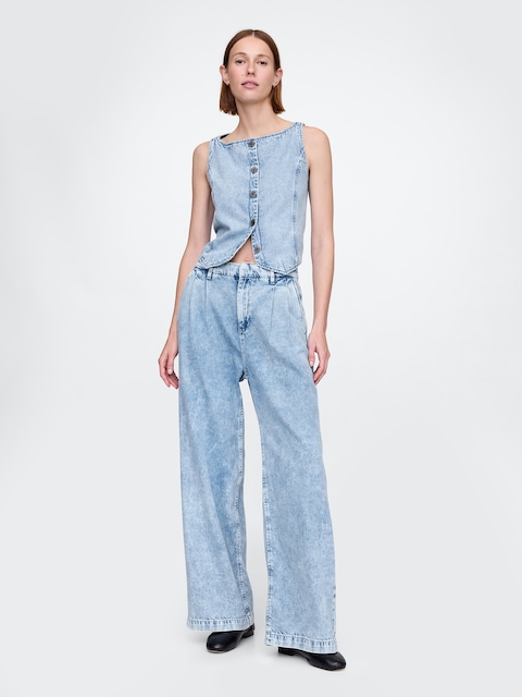 365 High Rise UltraSoft Pleated Denim Trousers