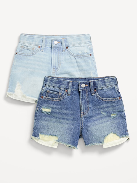 High-Waisted Ripped Frayed-Hem Jean Shorts 2-Pack for Girls