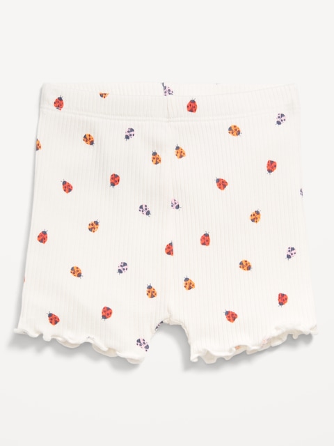 Ribbed Lettuce-Edge Biker Shorts for Baby