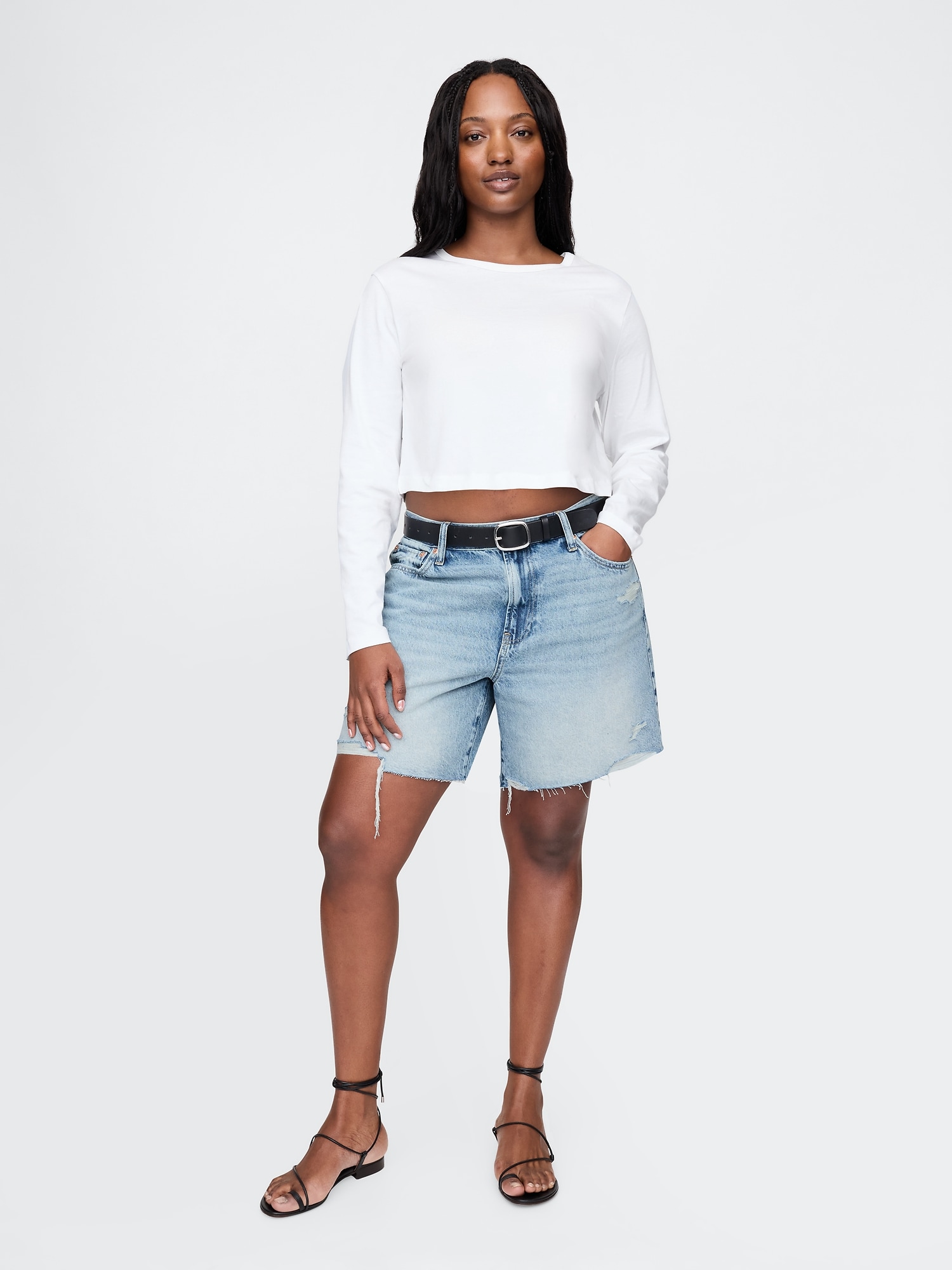 8" Mid Rise '90s Loose Denim Bermuda Shorts