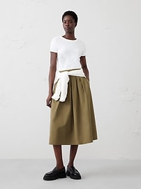 Pintuck Taffeta Midi Skirt | Banana Republic Factory