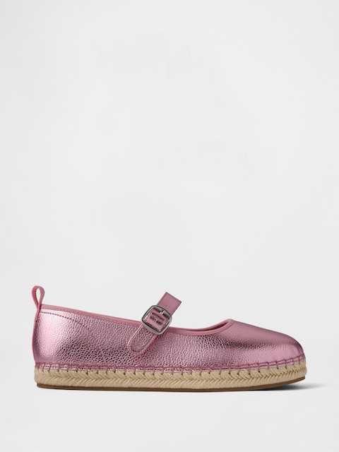 Kids Metallic Mary Jane Espadrilles