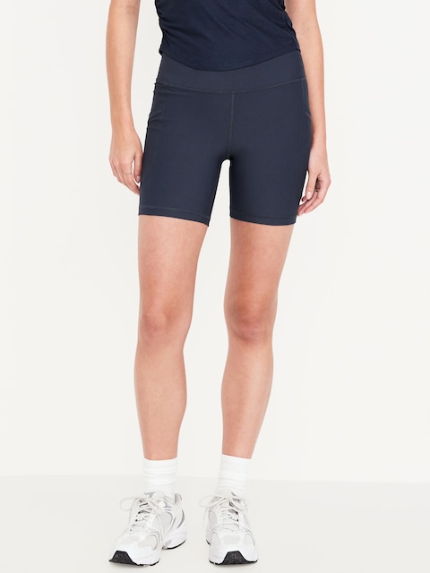High-Waisted PowerSoft Pocket Biker Shorts -- 6-inch inseam
