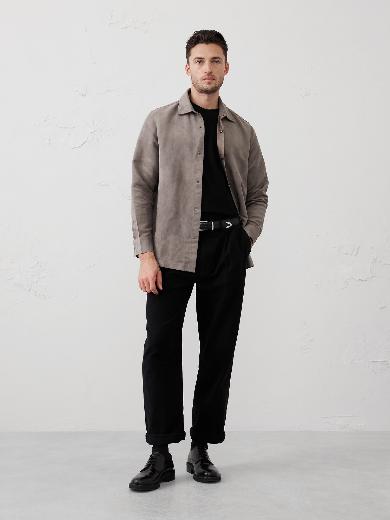 Vegan Suede Shirt Jacket | Banana Republic Factory