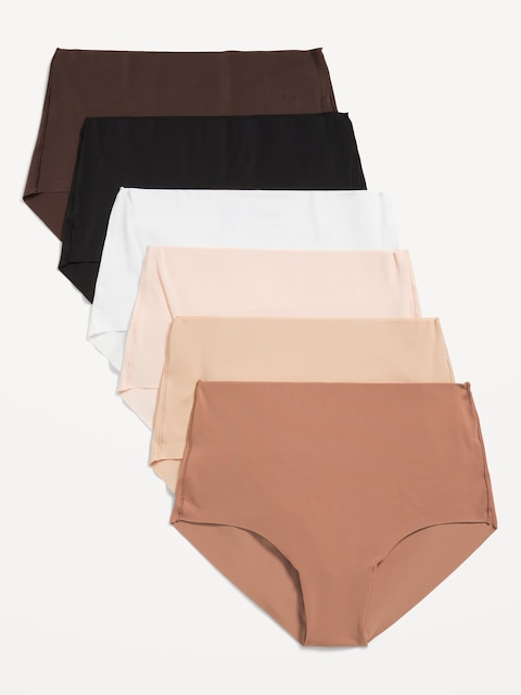 High-Waisted No-Show Brief Underwear 6-Pack