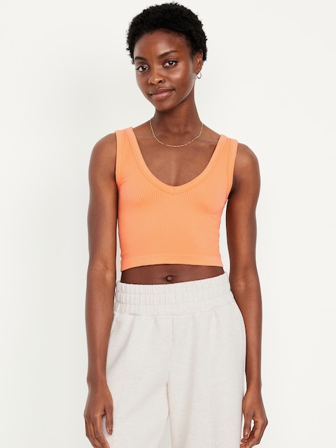 Exhale Seamless V-Neck Rib Tank