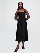 women's linen-blend scalloped midi dress by gap Linen-Blend Scalloped Midi Dress