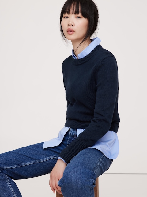 Larkspur Cotton-Silk Shrunken Sweater