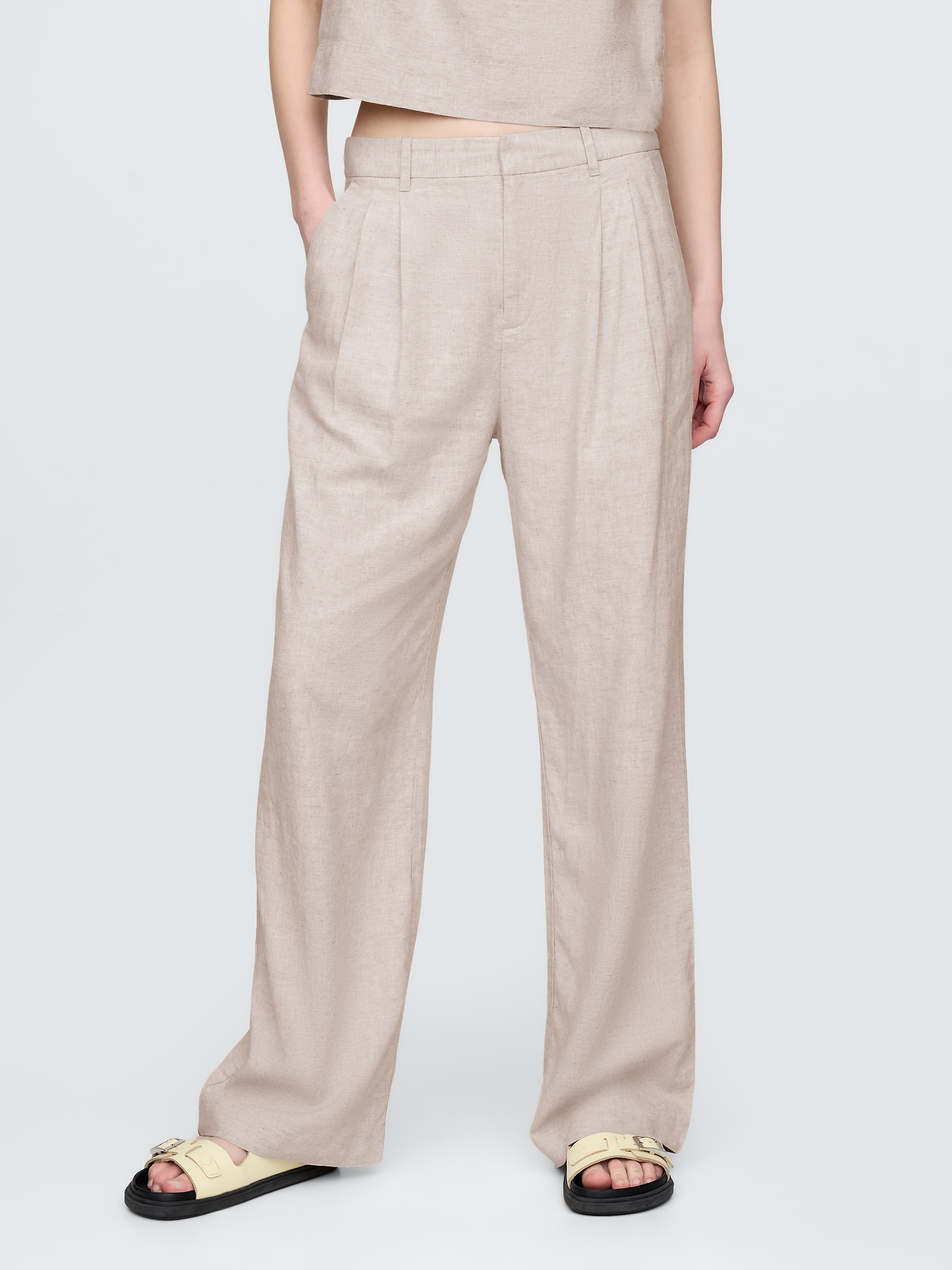 365 High Rise Linen-Blend Trousers