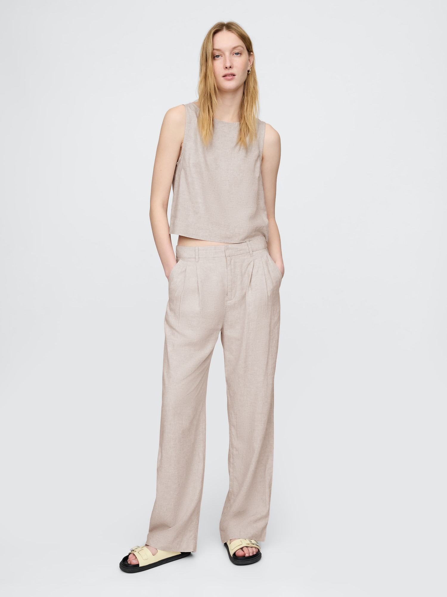 PANTALON TAILLEUR 365 À TAILLE HAUTE EN MÉLANGE DE LIN