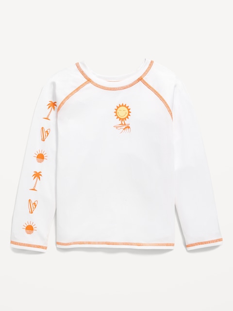 Long-Sleeve Graphic Rashguard Swim Top for Toddler Boys