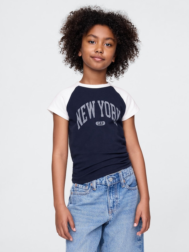 GAP NEW YORKロゴ ラグランTシャツ (キッズ)-0