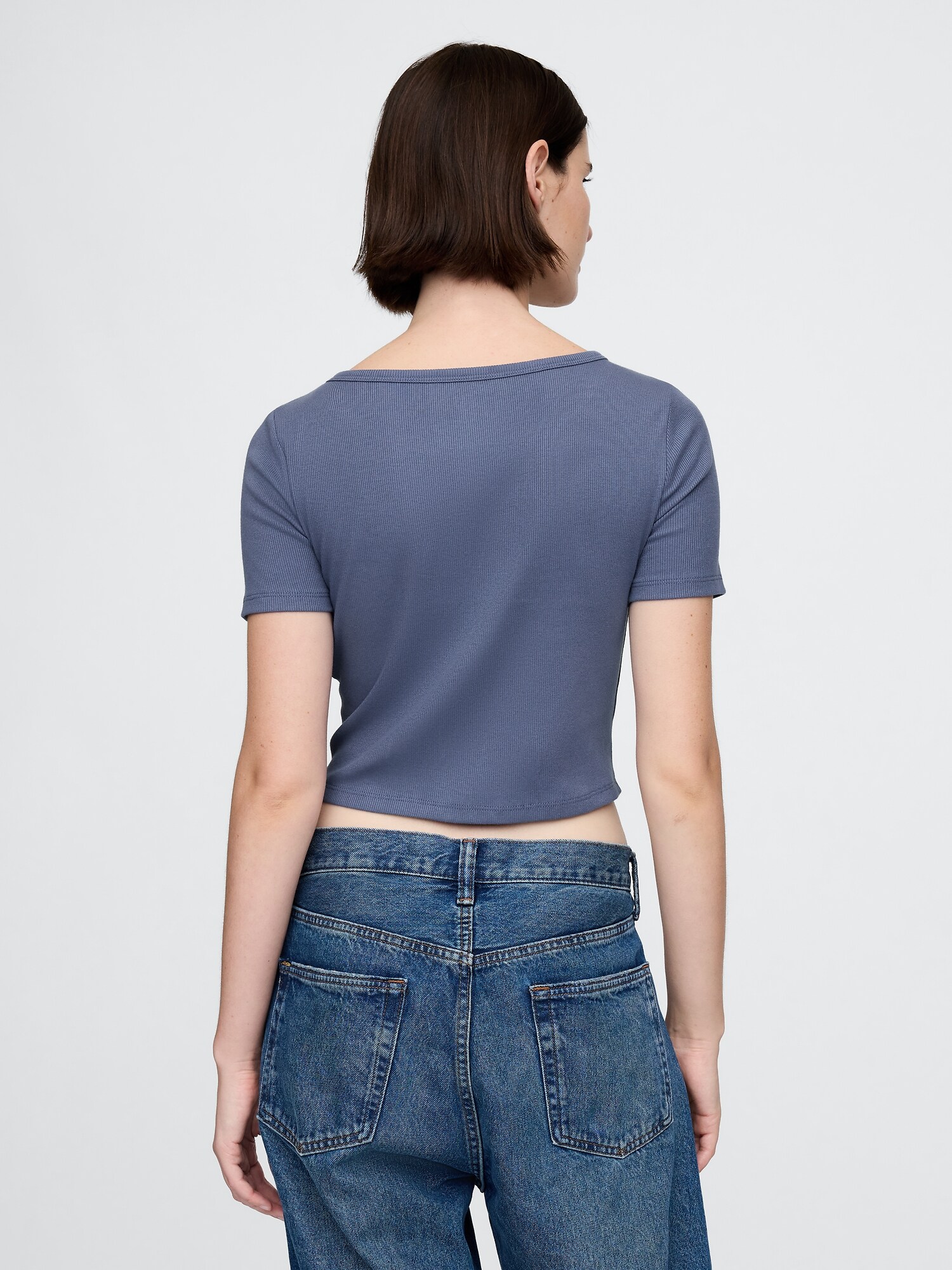リブ クロップドTシャツ-1