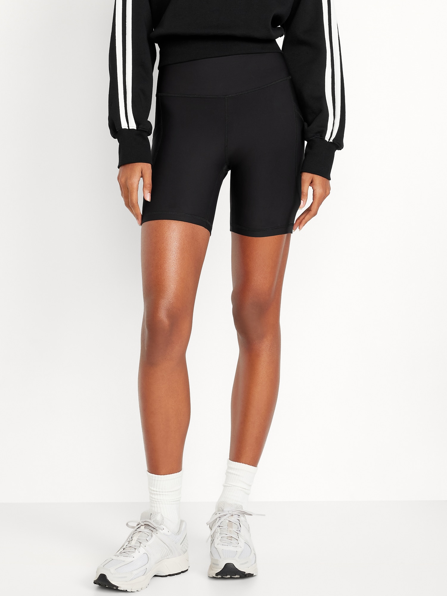 High-Waisted PowerSoft Pocket Biker Shorts -- 6-inch inseam