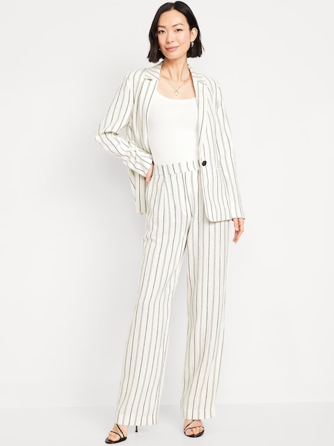 Extra High-Waisted Linen-Blend Taylor Wide-Leg Trouser Pants