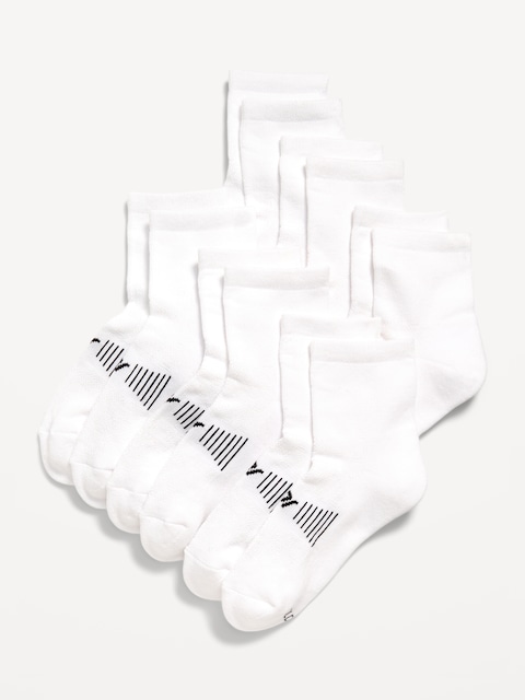 Gender-Neutral Quarter Crew Go-Dry Socks 6-Pack for Kids