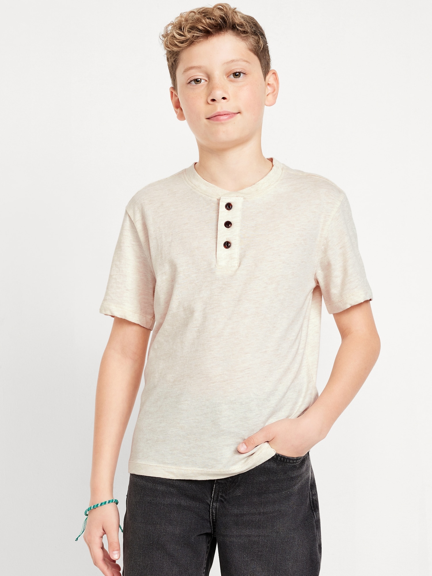 T-SHIRT HENLEY À MANCHES COURTES POUR GARÇON