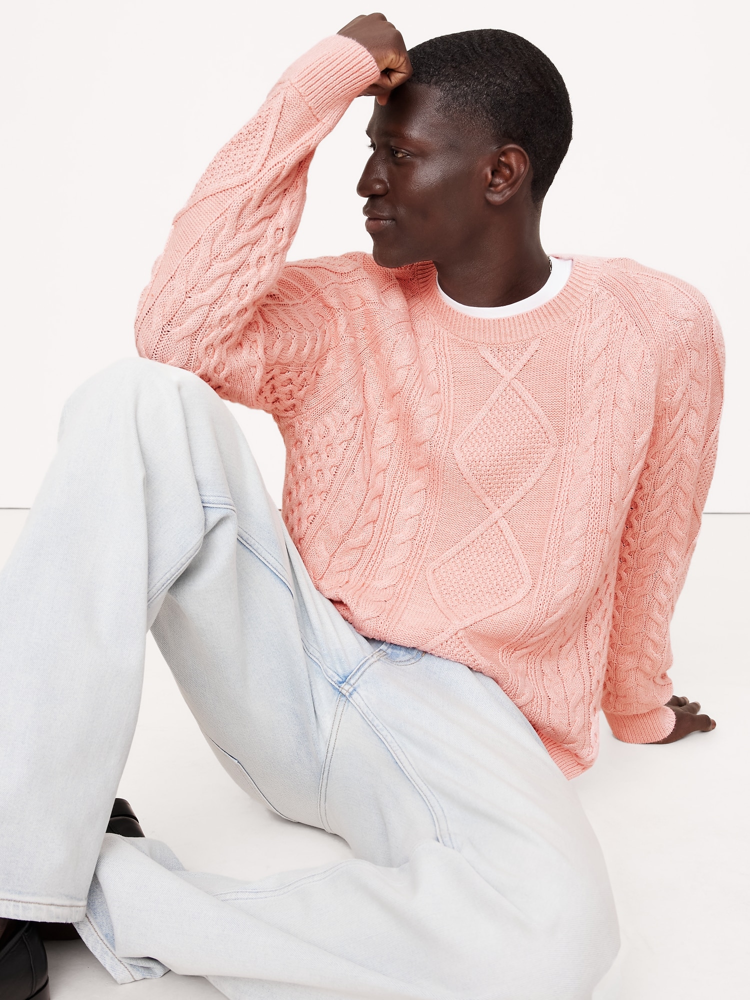 Cotton-Linen Cable-Knit Sweater