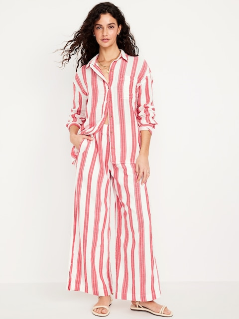 PANTALON À JAMBE LARGE À TAILLE HAUTE