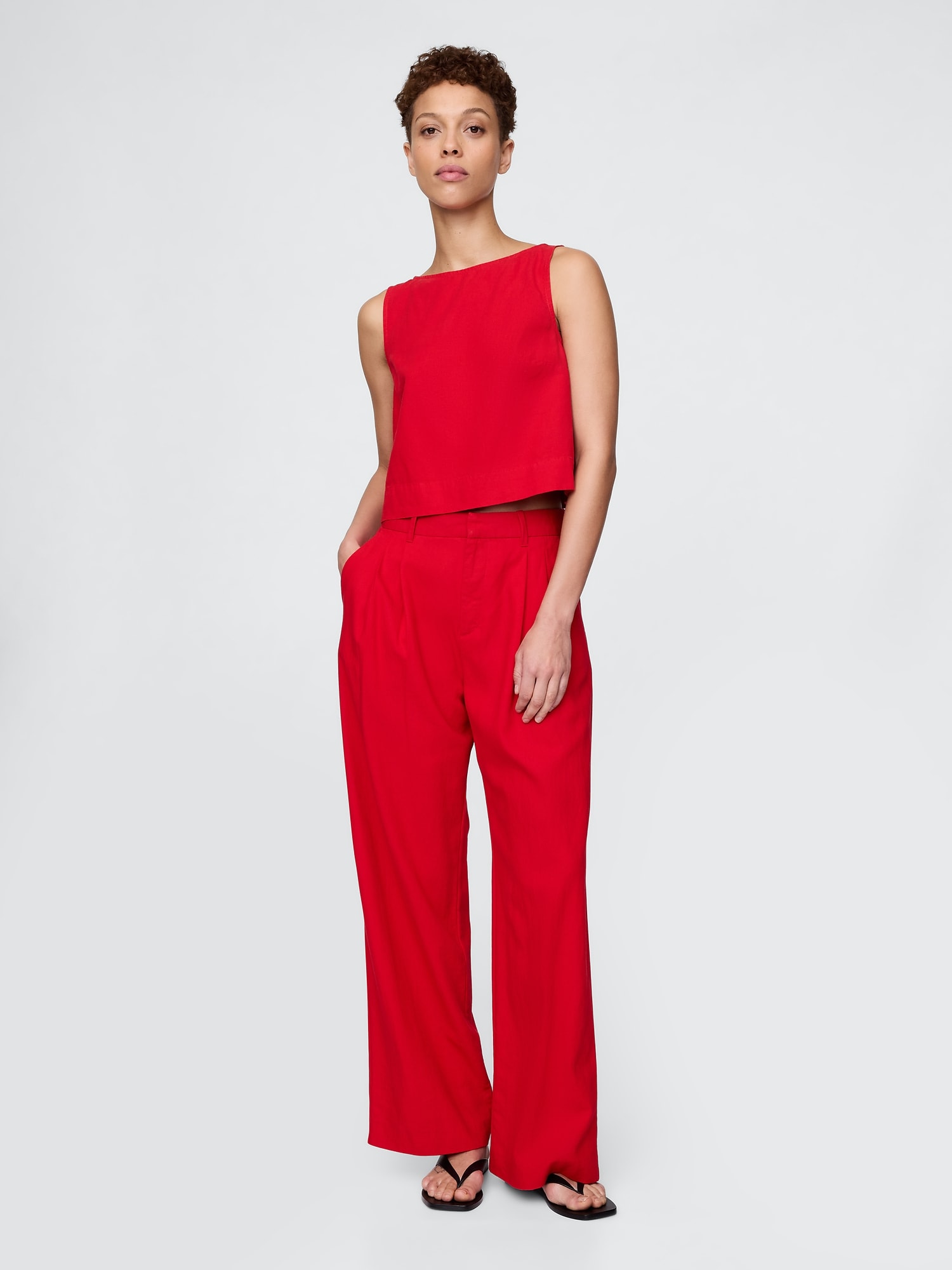 PANTALON TAILLEUR 365 À TAILLE HAUTE EN MÉLANGE DE LIN