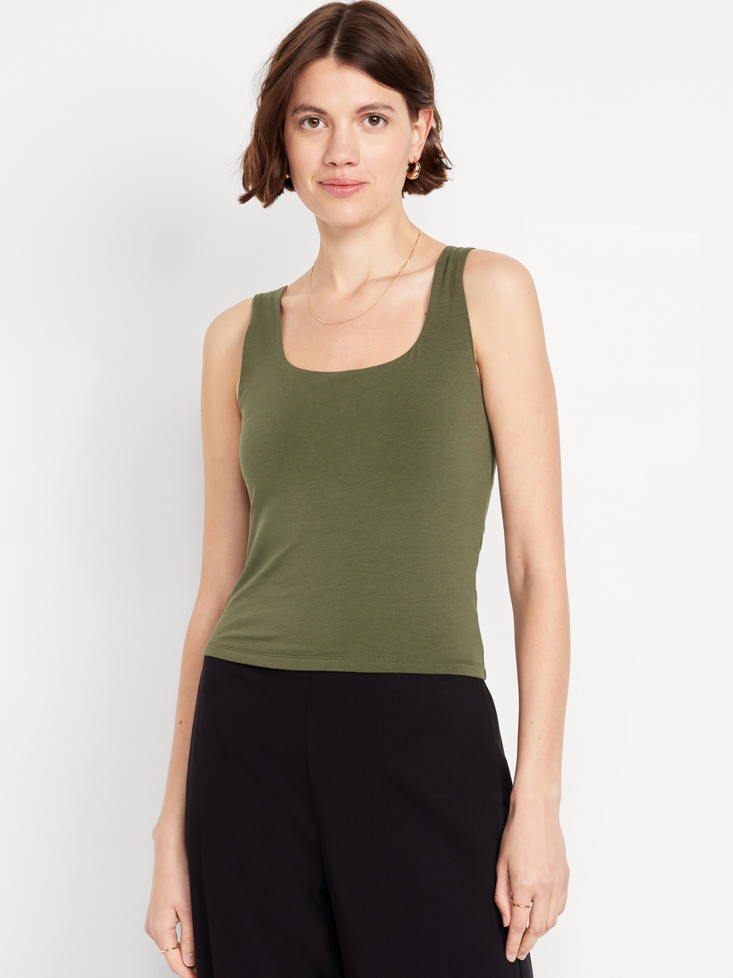 CAMISOLE À ENCOLURE DÉGAGÉE EN TISSU SCULPTANT DOUBLE ÉPAISSEUR