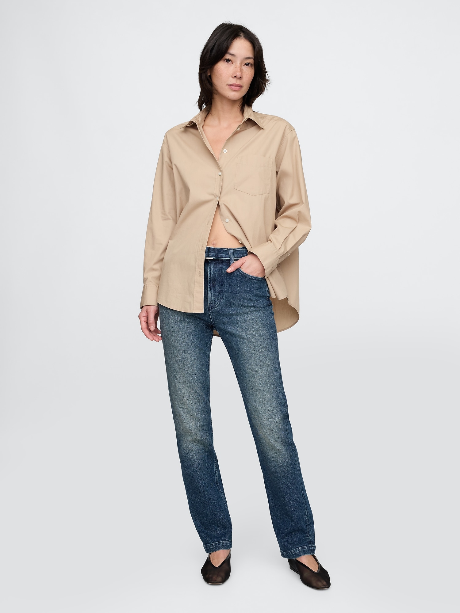 High Rise Belted '90s Slim Straight Jeans