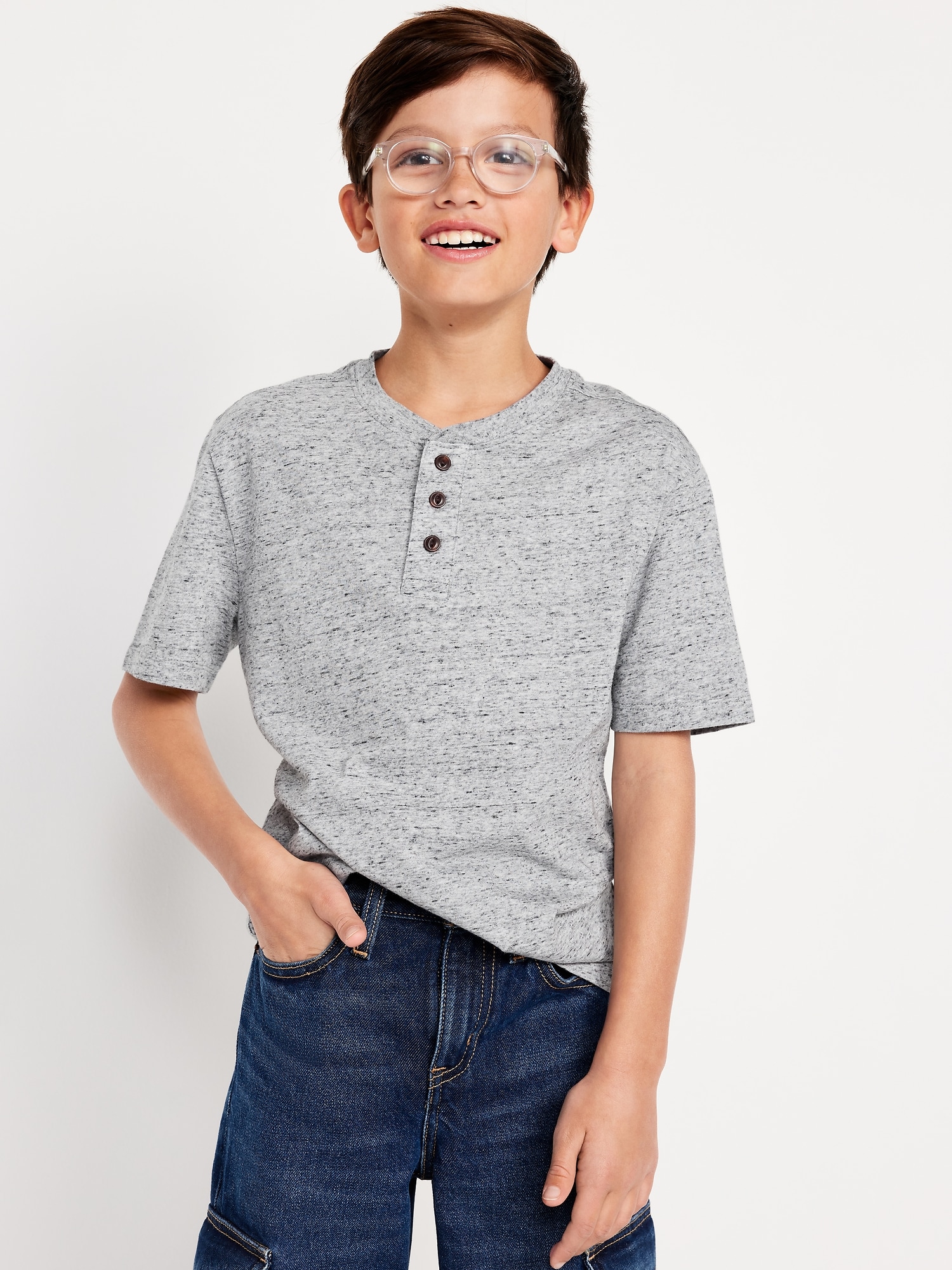 T-SHIRT HENLEY À MANCHES COURTES POUR GARÇON