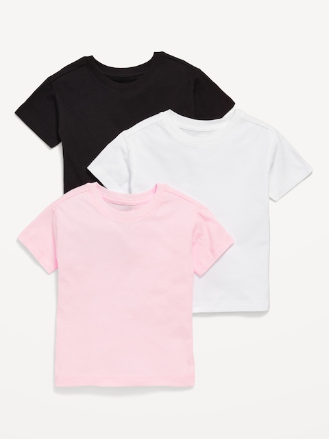 T-SHIRT À MANCHES COURTES POUR TOUTE-PETITE FILLE (PAQUET DE 3 T-SHIRTS VARIÉS)