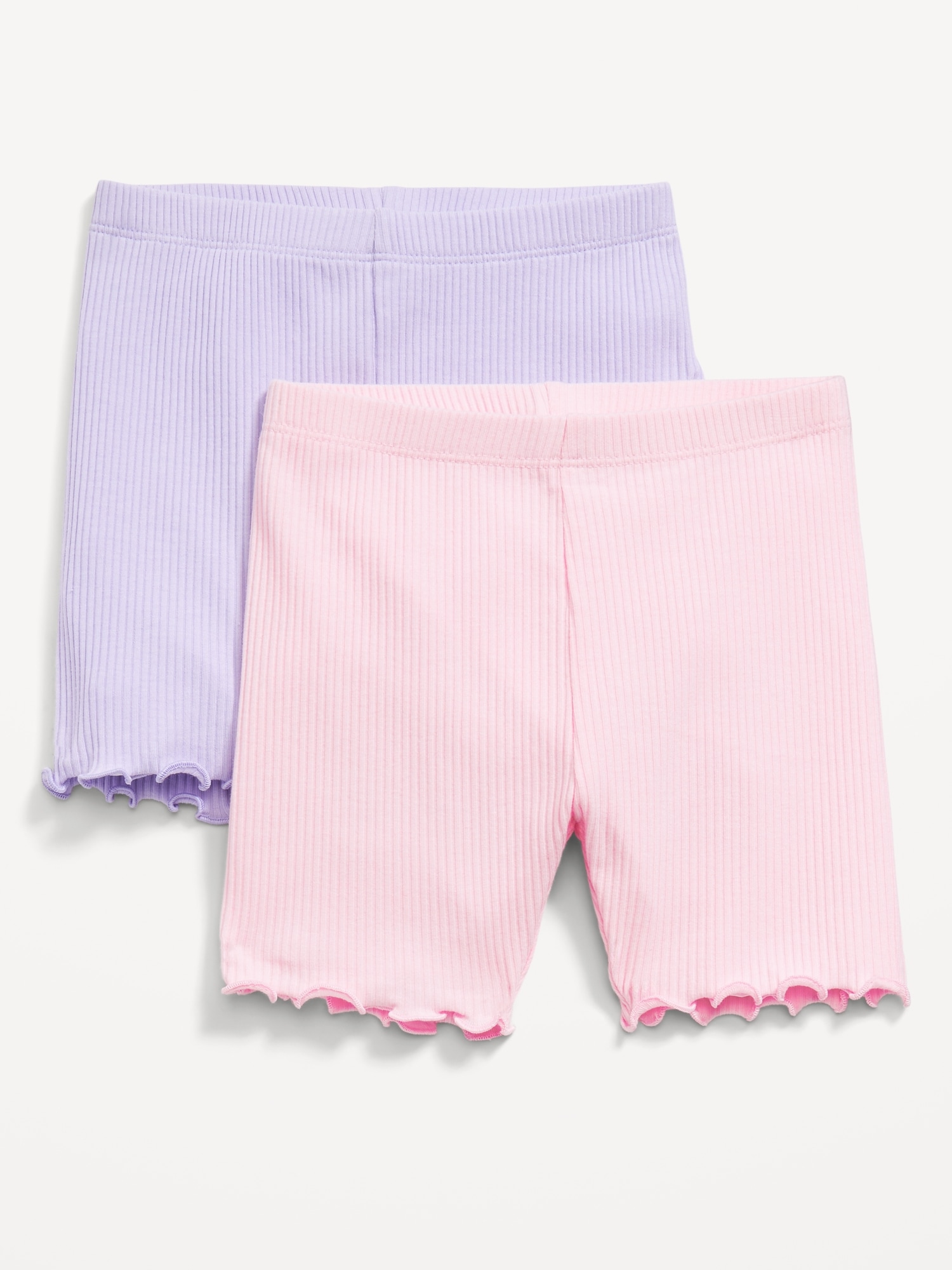 Ribbed Lettuce-Edge Biker Shorts 2-Pack for Toddler Girls