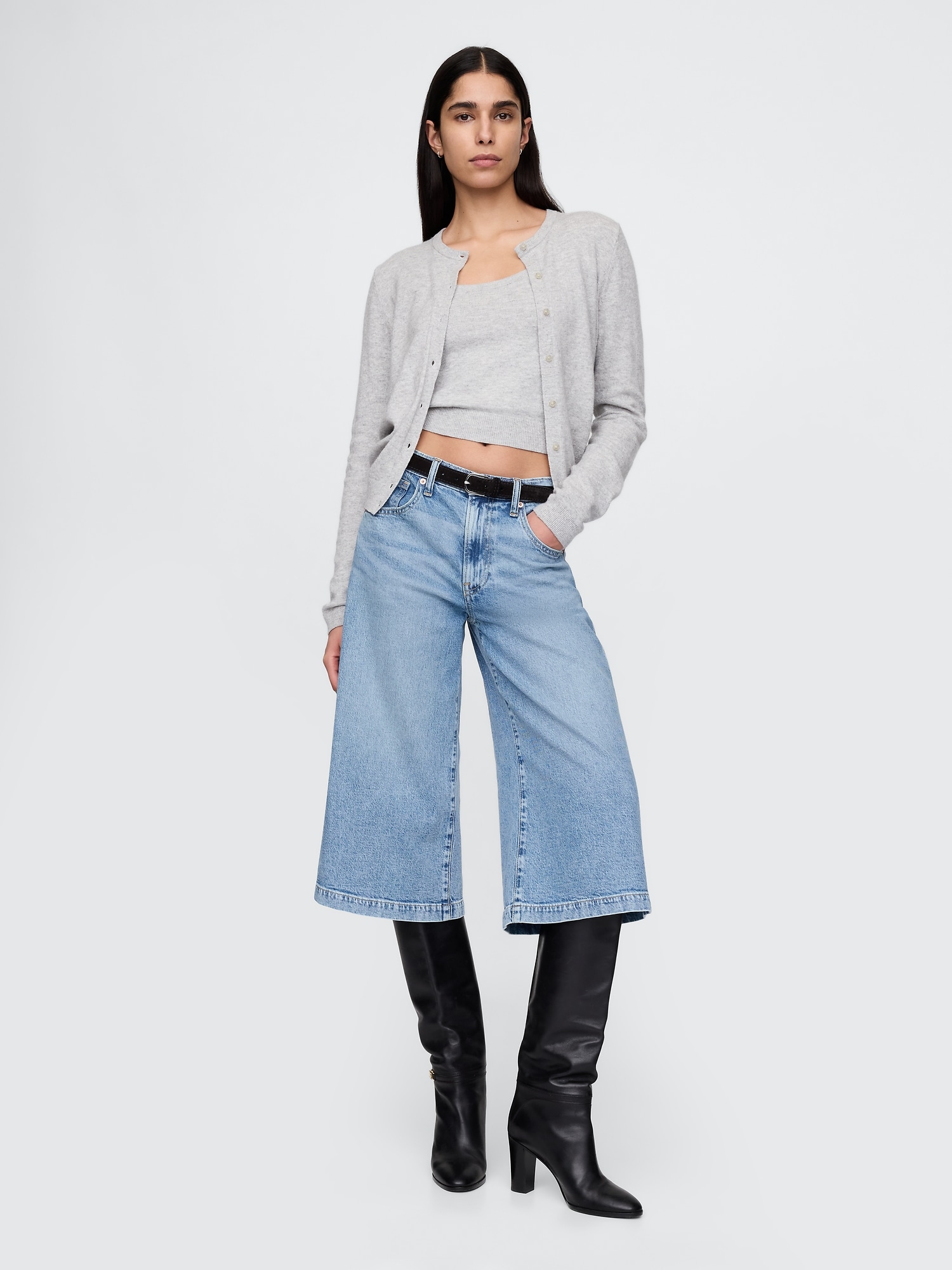 High Rise Culotte Jeans