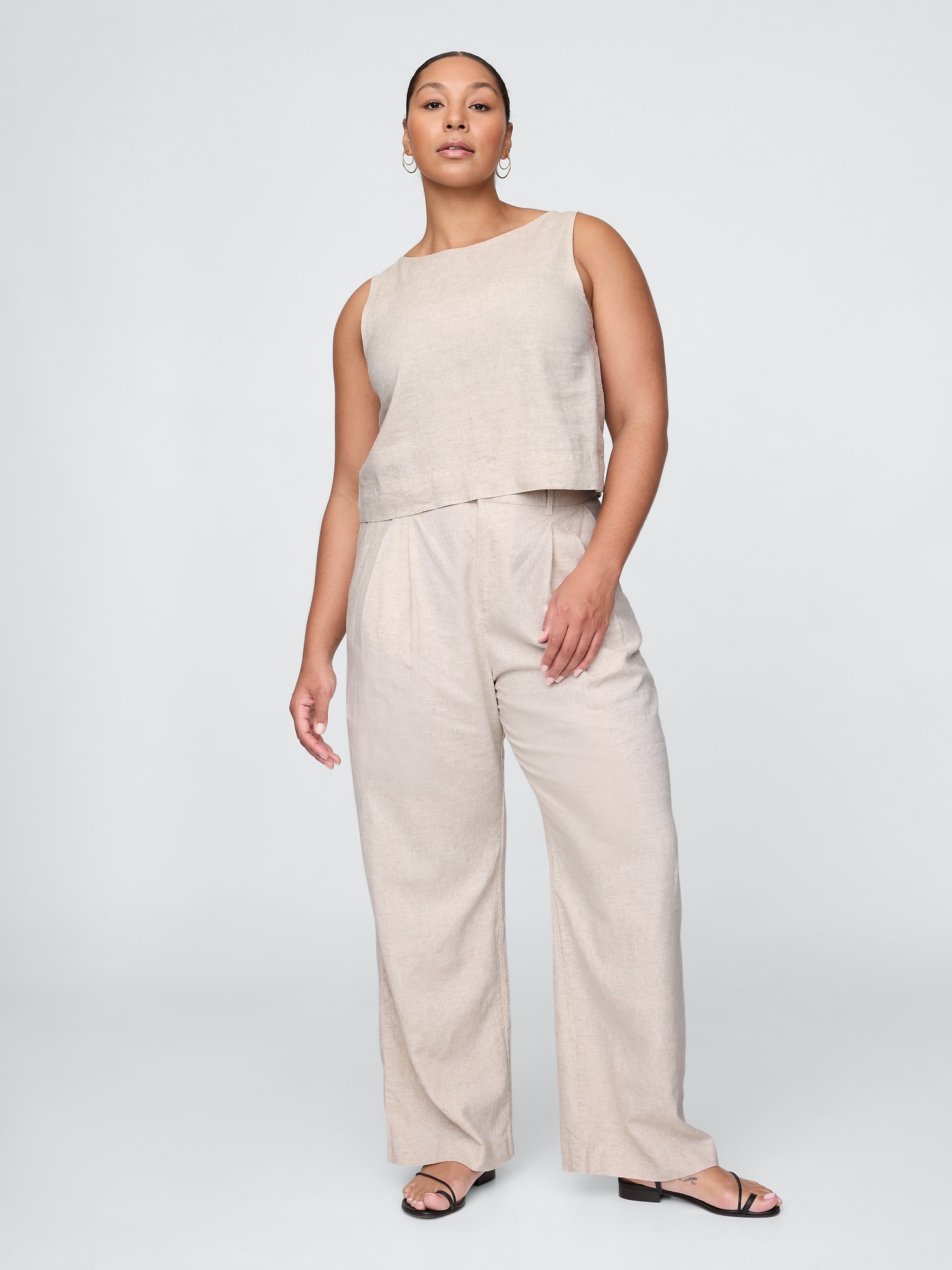 365 High Rise Linen-Blend Trousers