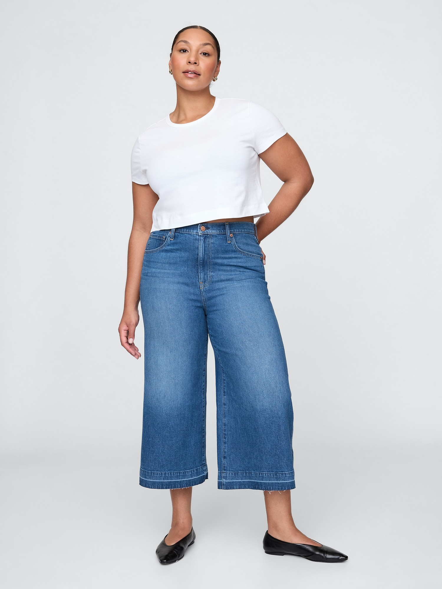 High Rise Culotte Jeans