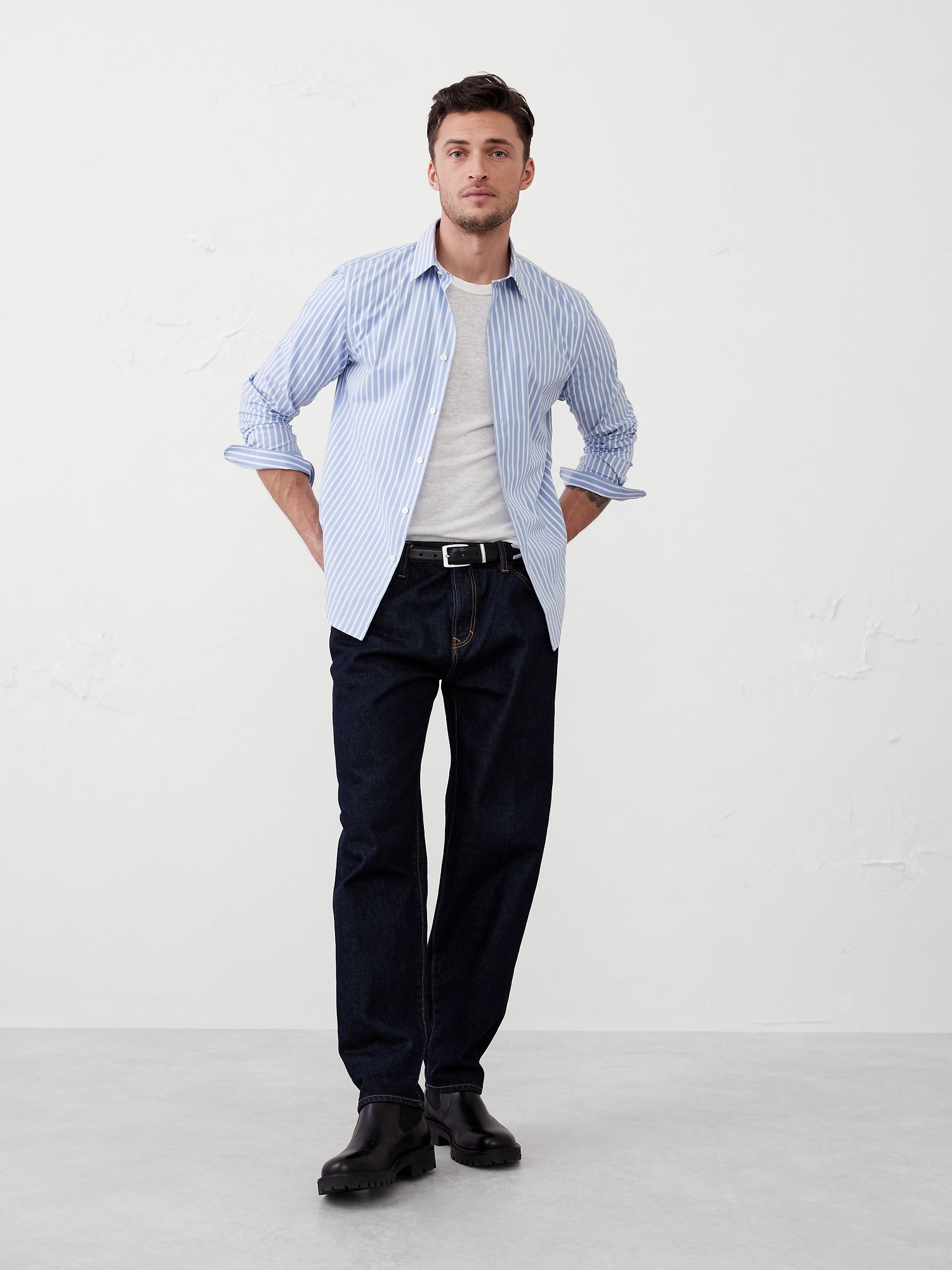 Slim-Fit Untucked Dress Shirt