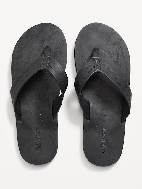 Faux-Leather Flip-Flop Sandals for Men