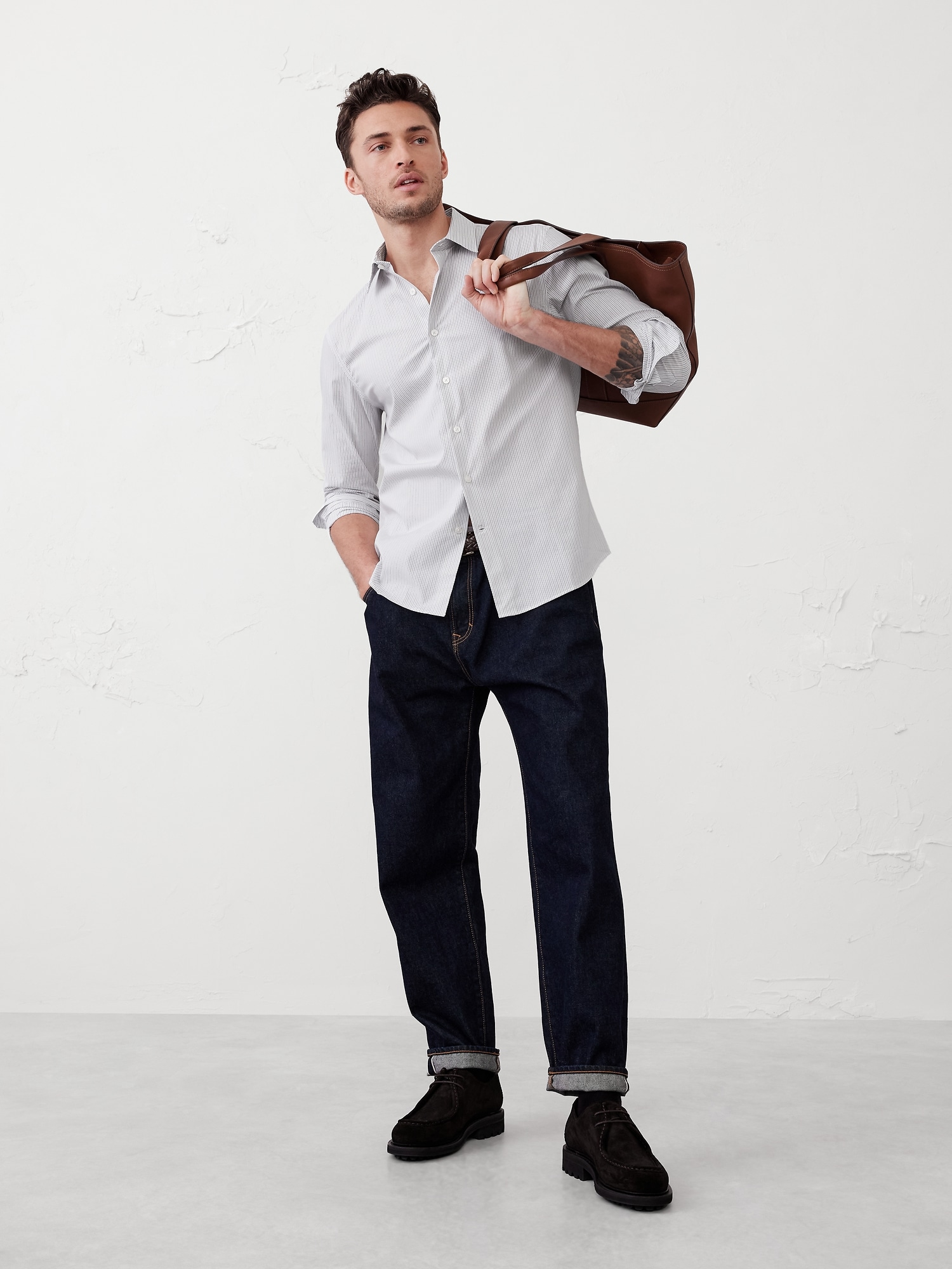 Slim-Fit Untucked Dress Shirt